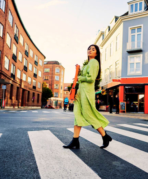 Green Smocked Midi Dress Images 